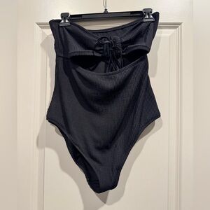 Aerie Black One Piece Swimsuit with Sweetheart Neckline